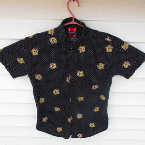 Raw Yarn Industries Brooklyn NYC Shirt Men's Tiger Head Print Button Down Sz M